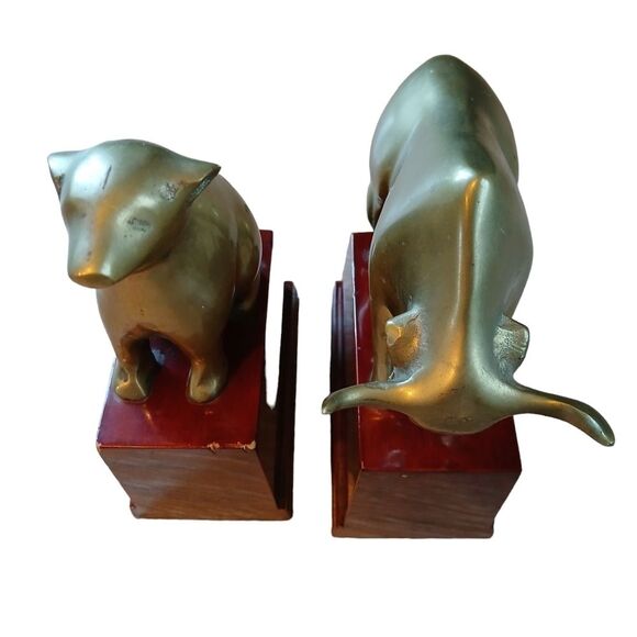 Vintage 80's Great City Traders Bull and Bear Bookends Bronzed Br… - Picture 4 of 16